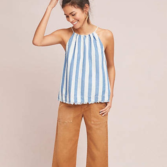 Anthropologie Tops - Maeve striped chambray halter tank